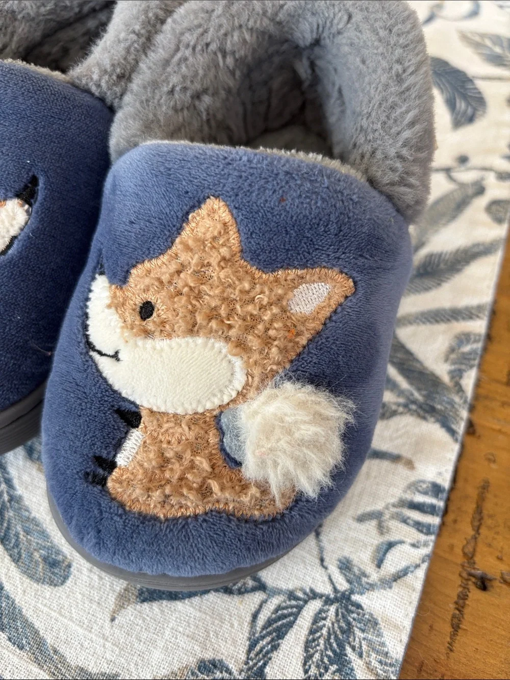 Cozy Blue Fox Plush Slippers